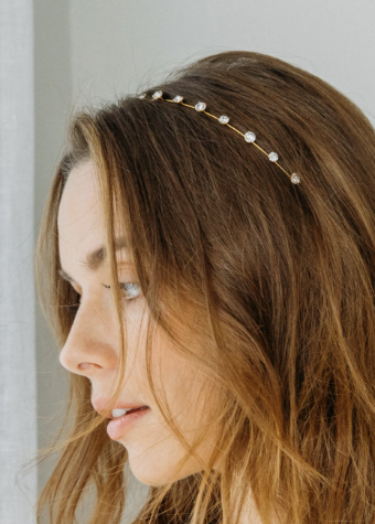 Jennifer Behr #Iva Skinny Headband (Gold) #1 thumbnail